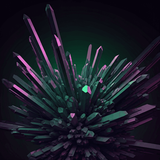 Abstrakcyjna krystaliczna struktura 3D w fioletowo-szmaragdowym świetle
